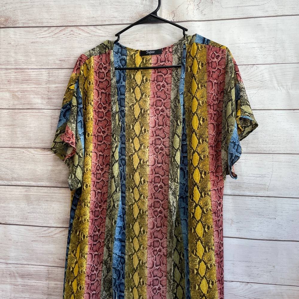 LUPEE COLORFUL SNAKESKIN‎ PRINT KIMONO/DUSTER - Picture 2 of 8